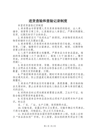 进货查验和查验记录规章制度 