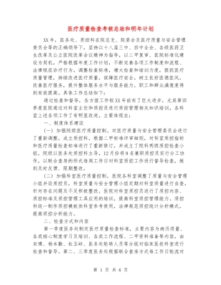 医疗质量检查考核总结和明年计划