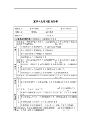 董事长助理岗位说明书