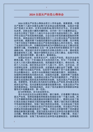 2024全面从严治党心得体会