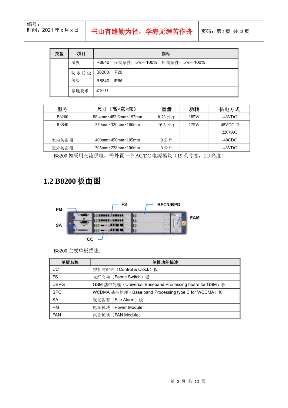 联通WCDMA项目中兴基站设备B8200+R8840介绍_第2页