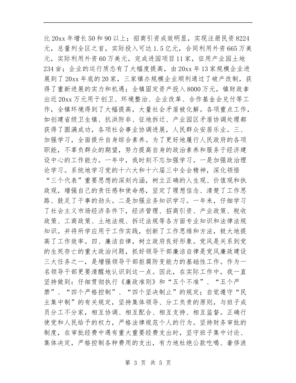 湾头镇镇长述职述廉报告_第3页