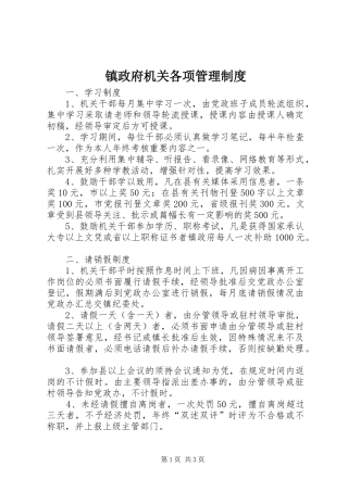 镇政府机关各项管理规章制度