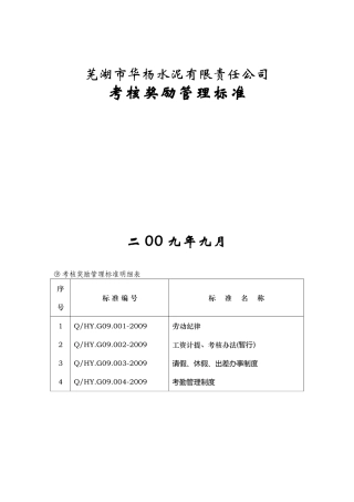芜湖市某某公司考核奖励管理标准