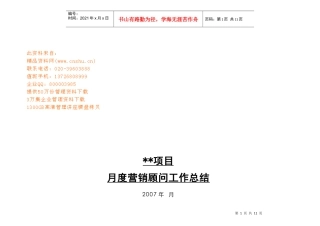 营销顾问月度工作总结