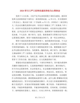 2024学习三严三实和忠诚干净担当心得体会