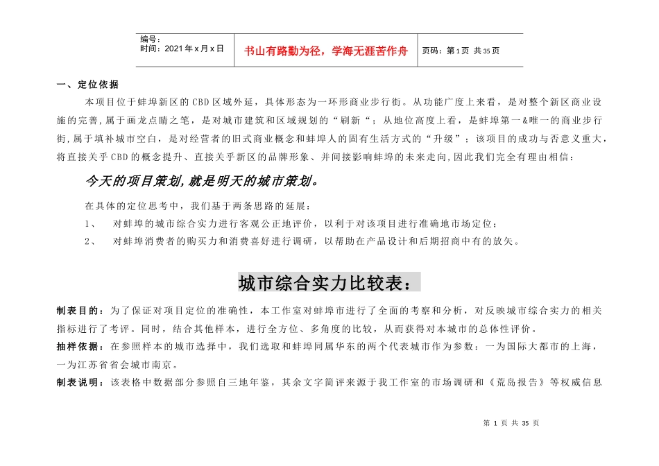 蚌埠商业街项目策划总案（DOC35页）_第1页