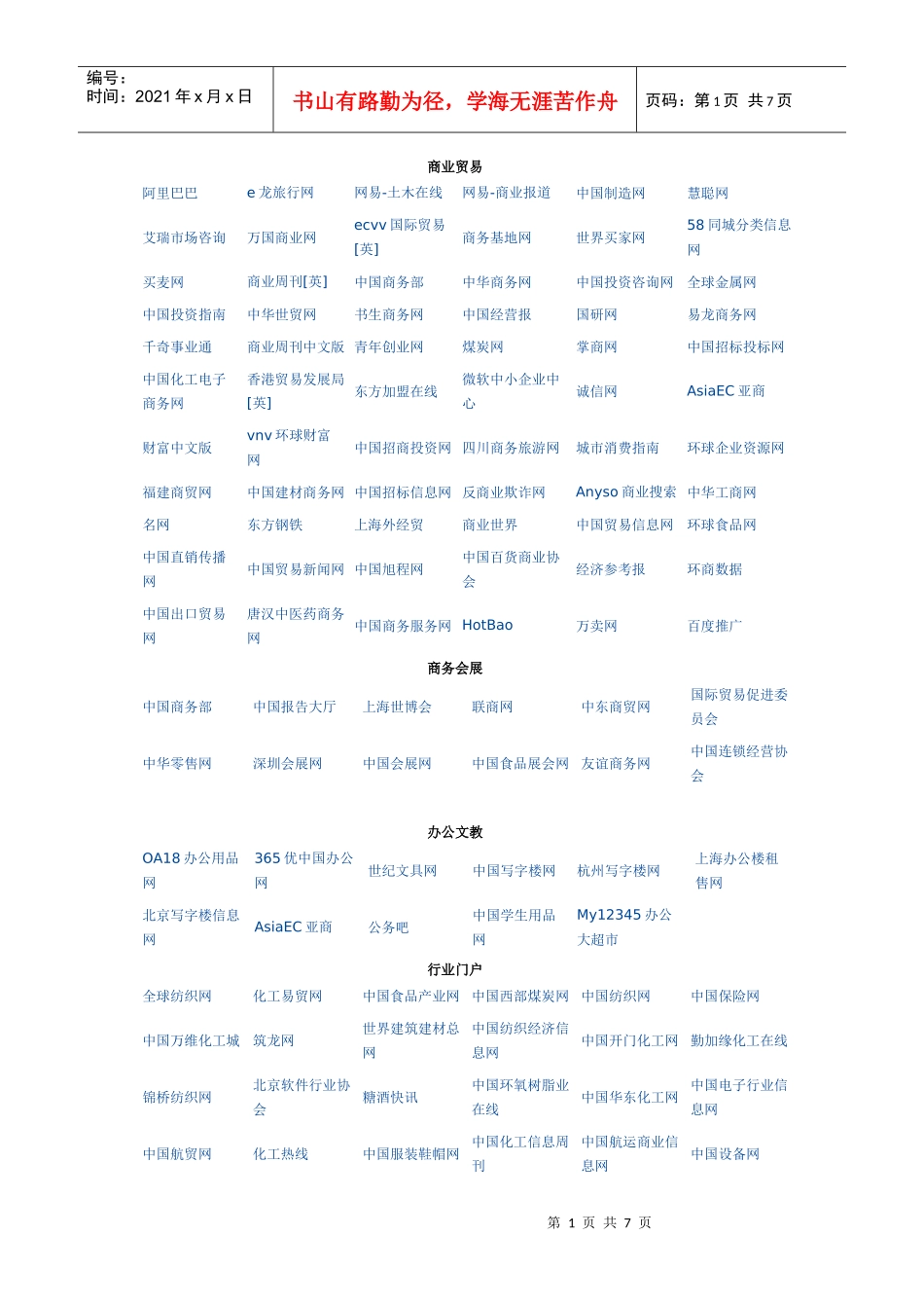 行业网站综合介绍_第1页