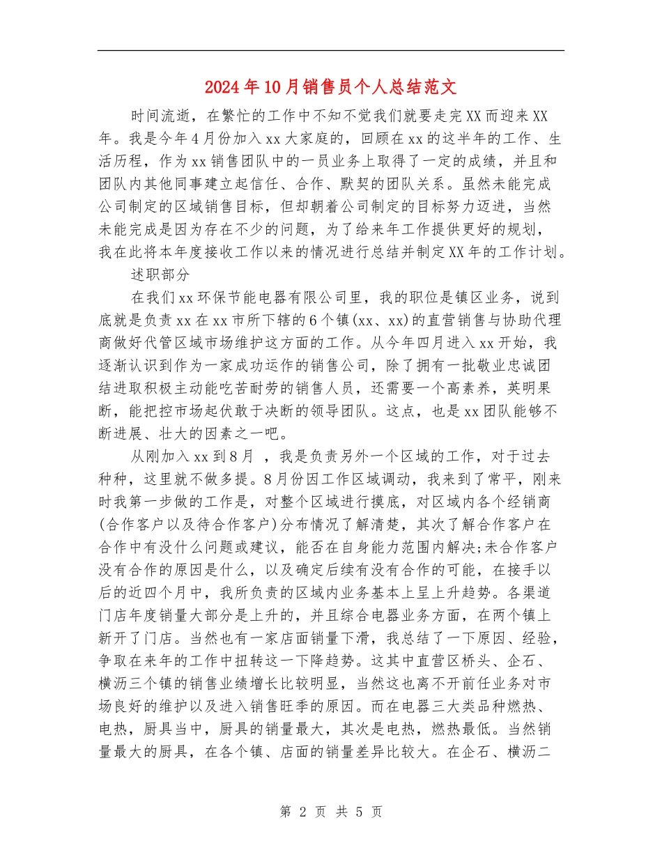 2024年10月销售员个人总结范文_第2页