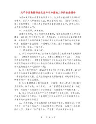 关于非法集资排查及房产中介整治工作的自查报告
