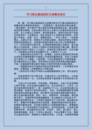 学习群众路线剖析自查整改报告