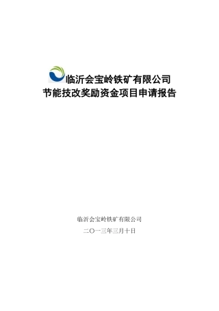节能技改奖励资金项目申请报告范例
