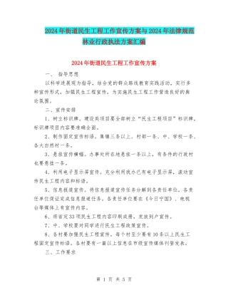 2024年街道民生工程工作宣传方案与2024年规范林业行政执法方案汇编