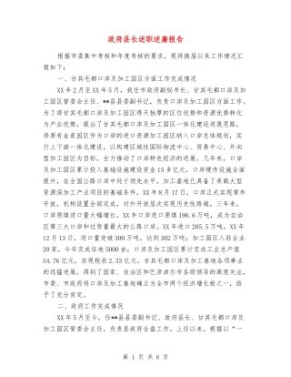 政府县长述职述廉报告