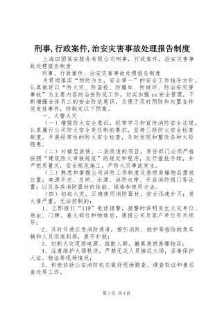刑事,行政案件,治安灾害事故处理报告规章制度