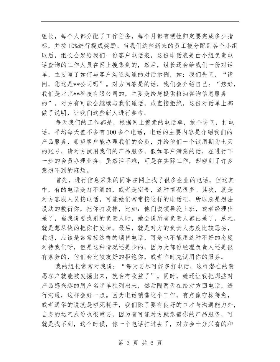2024年电话销售试用期转正工作总结_第3页