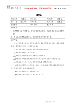 董事会、总经办岗位说明书