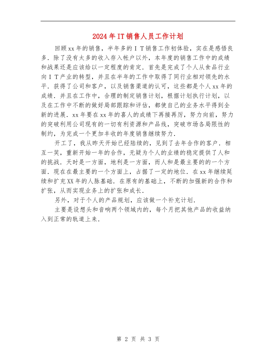 2024年IT销售人员工作计划_第2页
