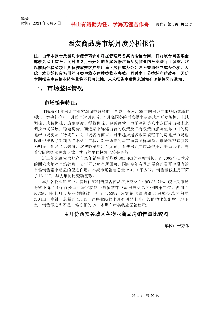 西安商品房市场4月度分析报告_第1页