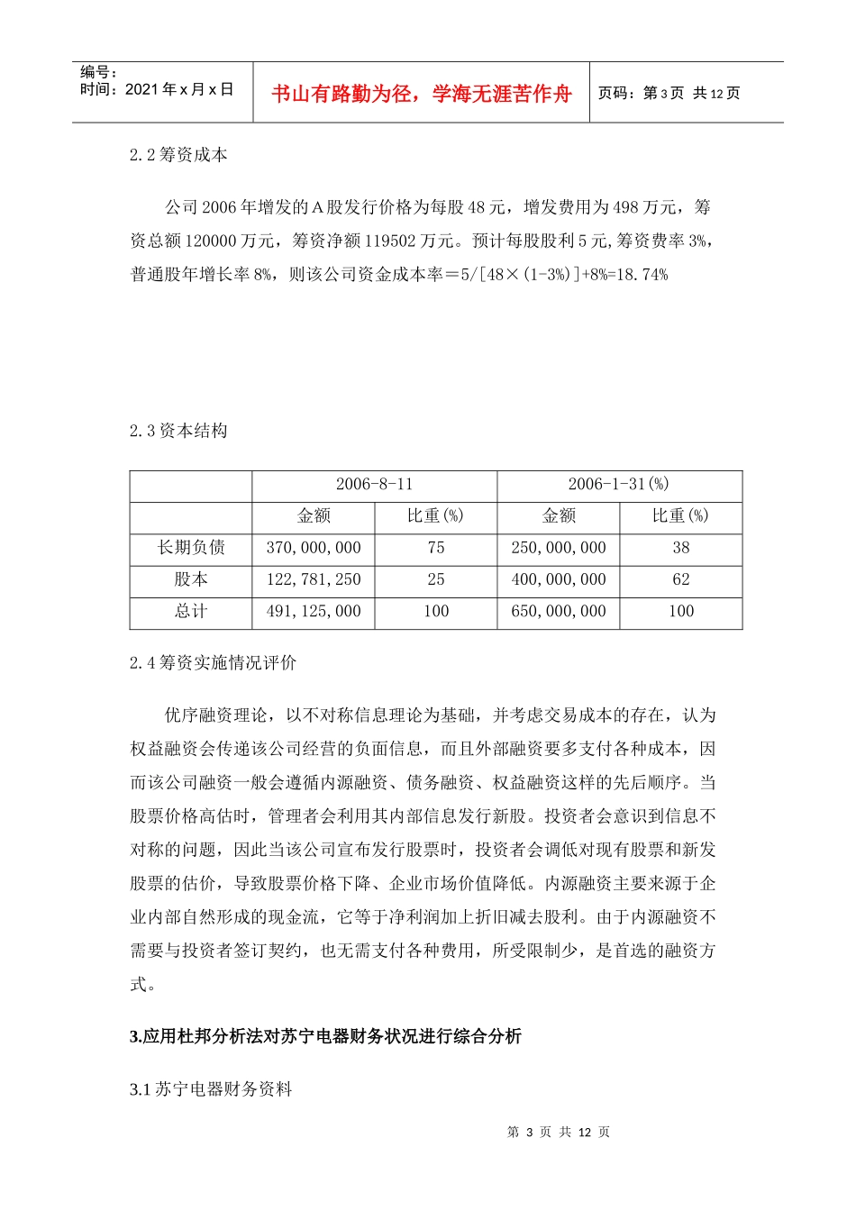 苏宁电器002024筹资决策分析_第3页