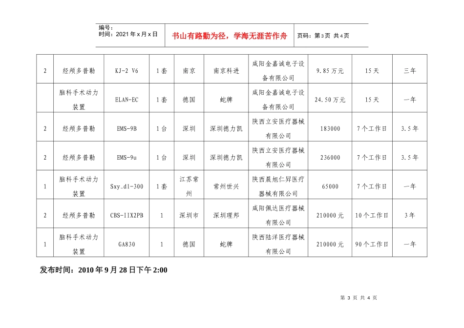 脑科手术动力装置、经颅多普勒项目挂网竟标投标动态_第3页