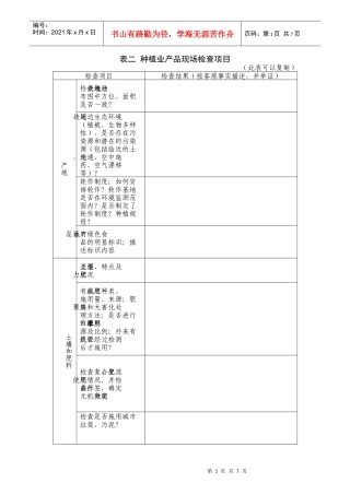表二种植业产品现场检查项目doc-表二种植业产品现场检查