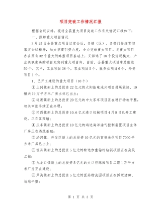 项目突破工作情况汇报