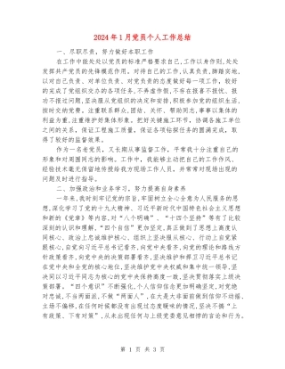 2024年1月党员个人工作总结