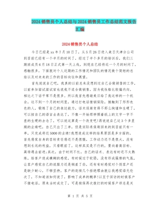 2024销售员个人总结与2024销售员工作总结范文报告汇编