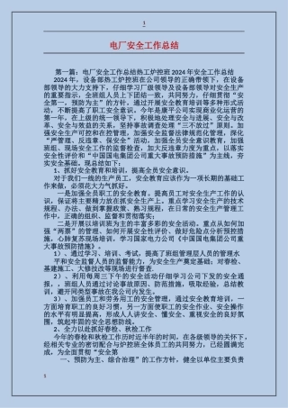 电厂安全工作总结