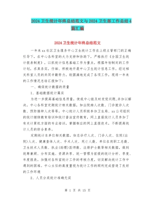 2024卫生统计年终总结范文与2024卫生部工作总结4篇汇编