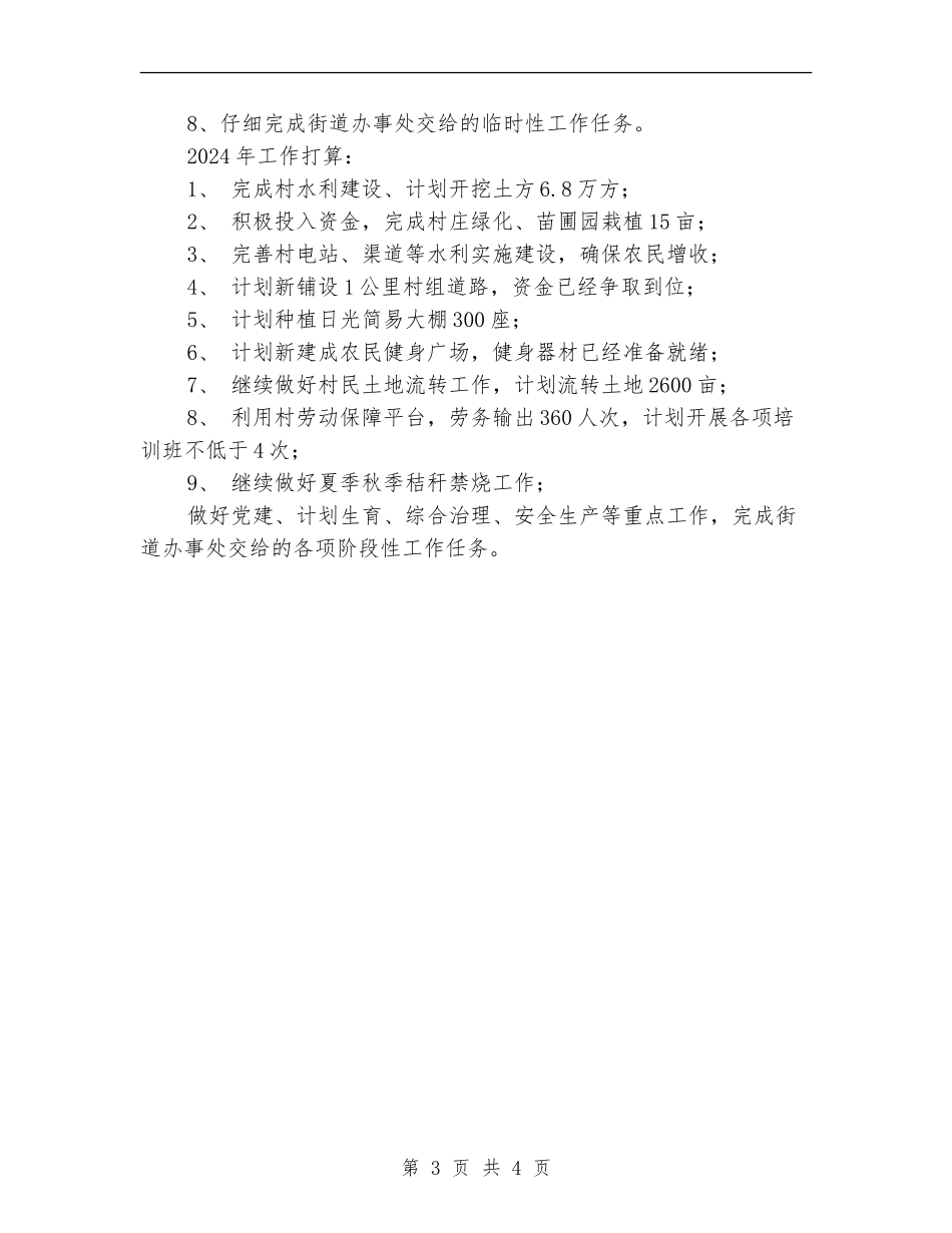 村2024年工作总结及2024年工作打算_第3页