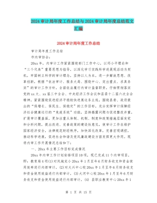 2024审计局年度工作总结与2024审计局年度总结范文汇编