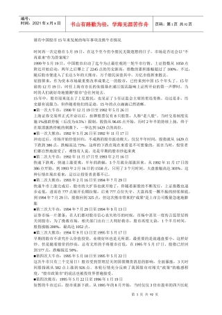 股市15年来发展的每年事项及熊牛市情况