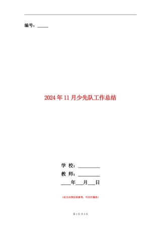 2024年11月少先队工作总结