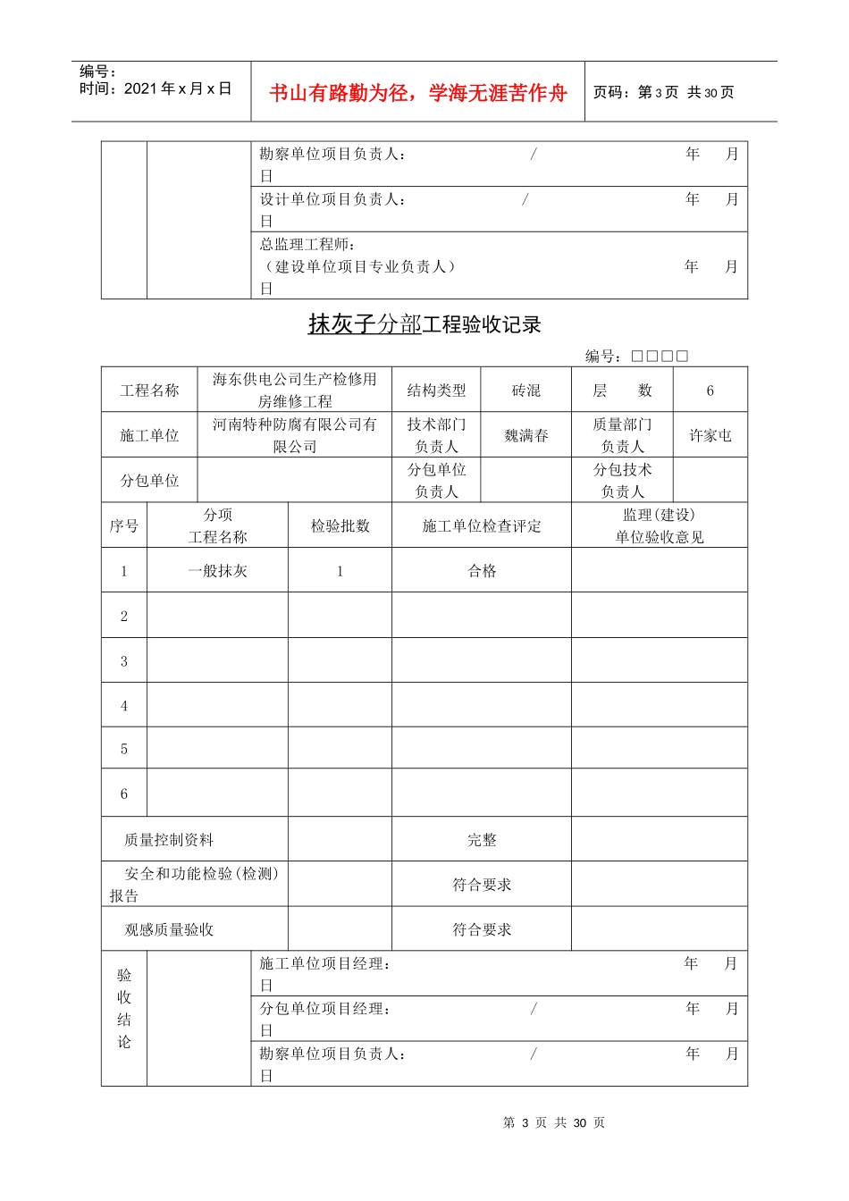 装饰装修分部工程验收记录_第3页