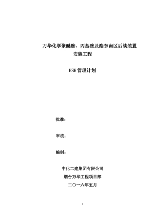 聚醚胺HSE计划书