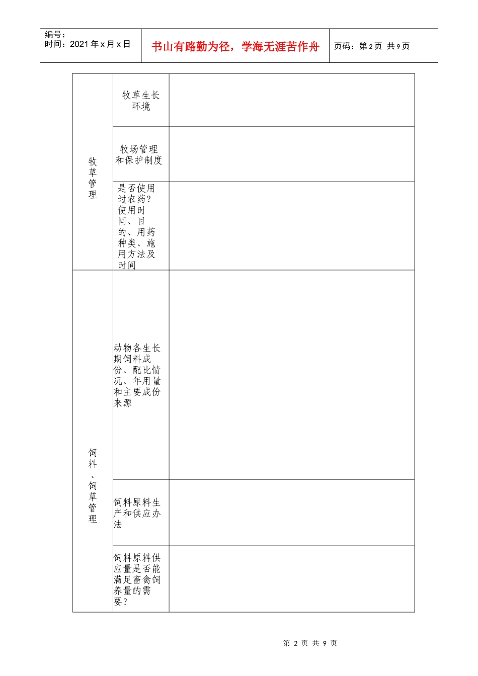 表三畜（禽）产品现场检查项目doc-表三畜（禽）产品现场_第2页