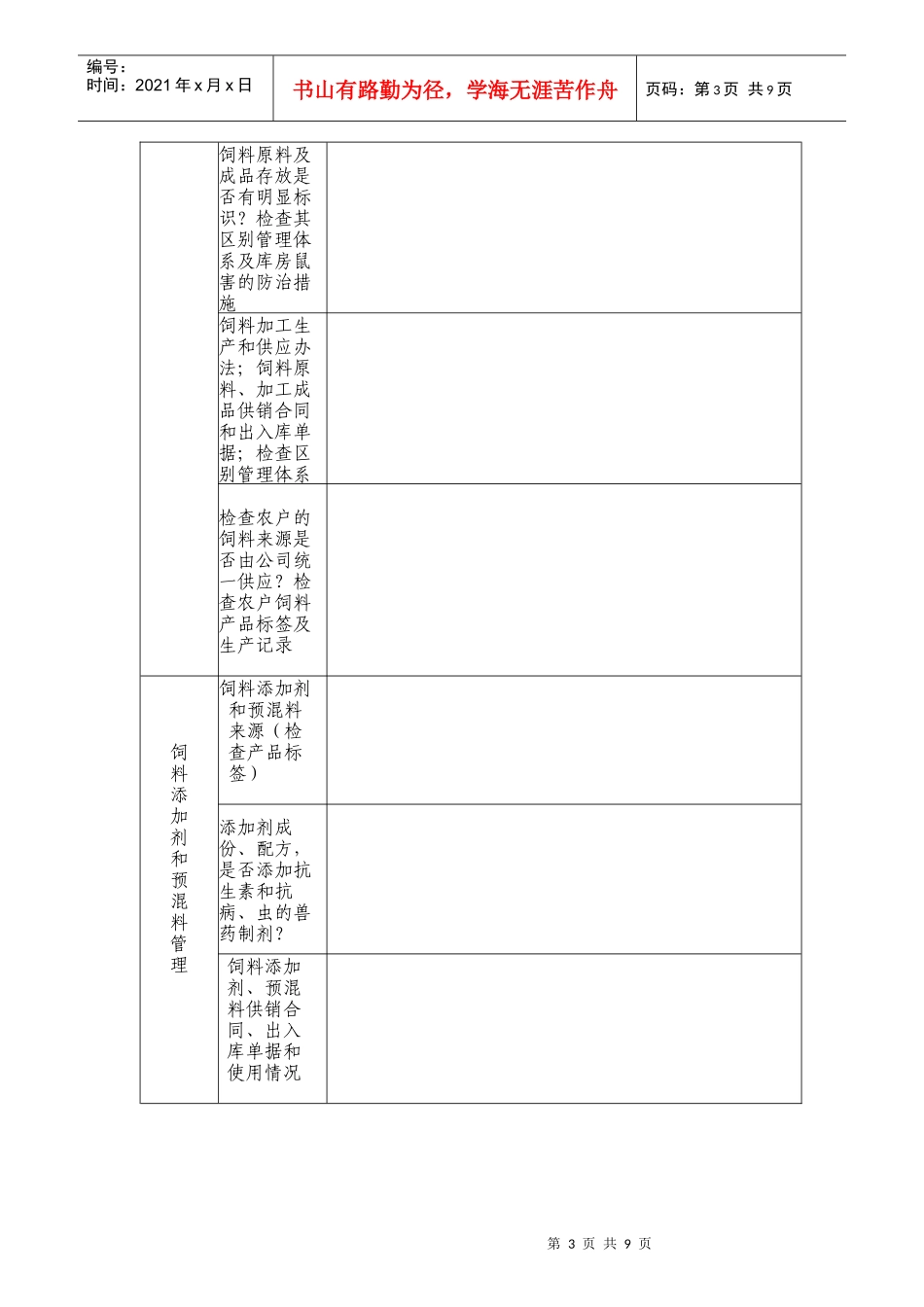 表三畜（禽）产品现场检查项目doc-表三畜（禽）产品现场_第3页