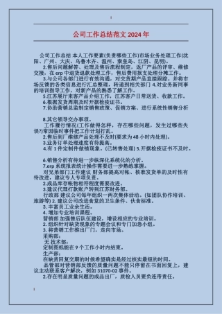 公司工作总结范文2017年