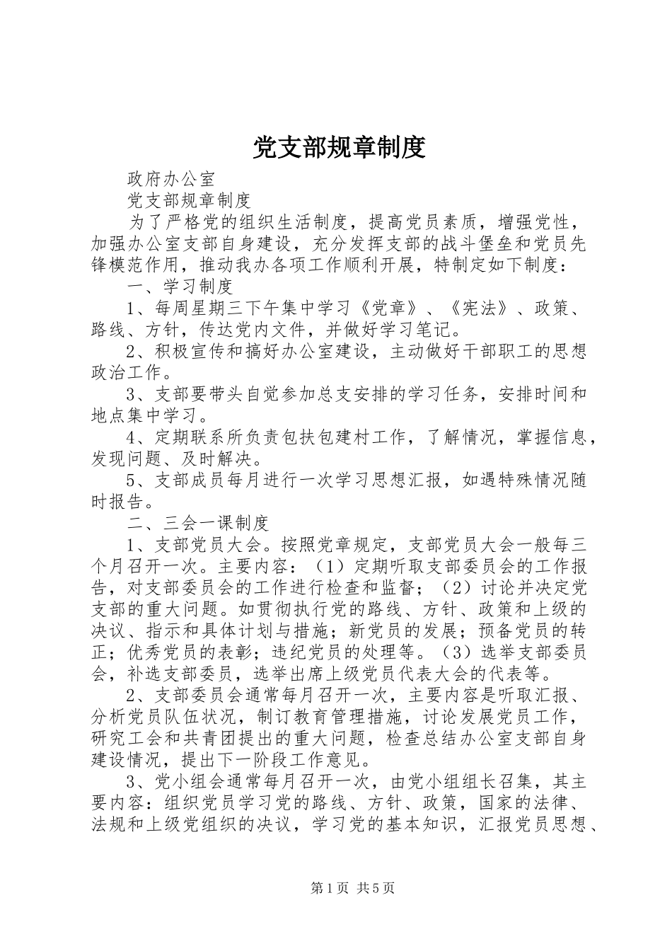 党支部规章规章制度细则_第1页