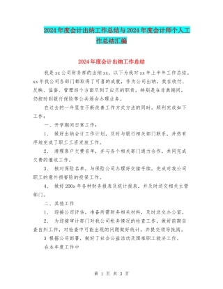 2024年度会计出纳工作总结与2024年度会计师个人工作总结汇编