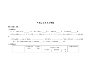 营销月度总结与下月计划