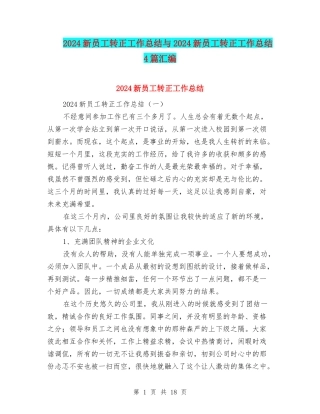 2024新员工转正工作总结与2024新员工转正工作总结4篇汇编