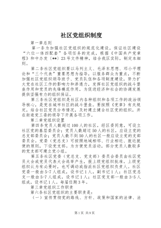 社区党组织规章制度
