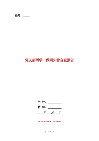 党支部两学一做回头看自查报告
