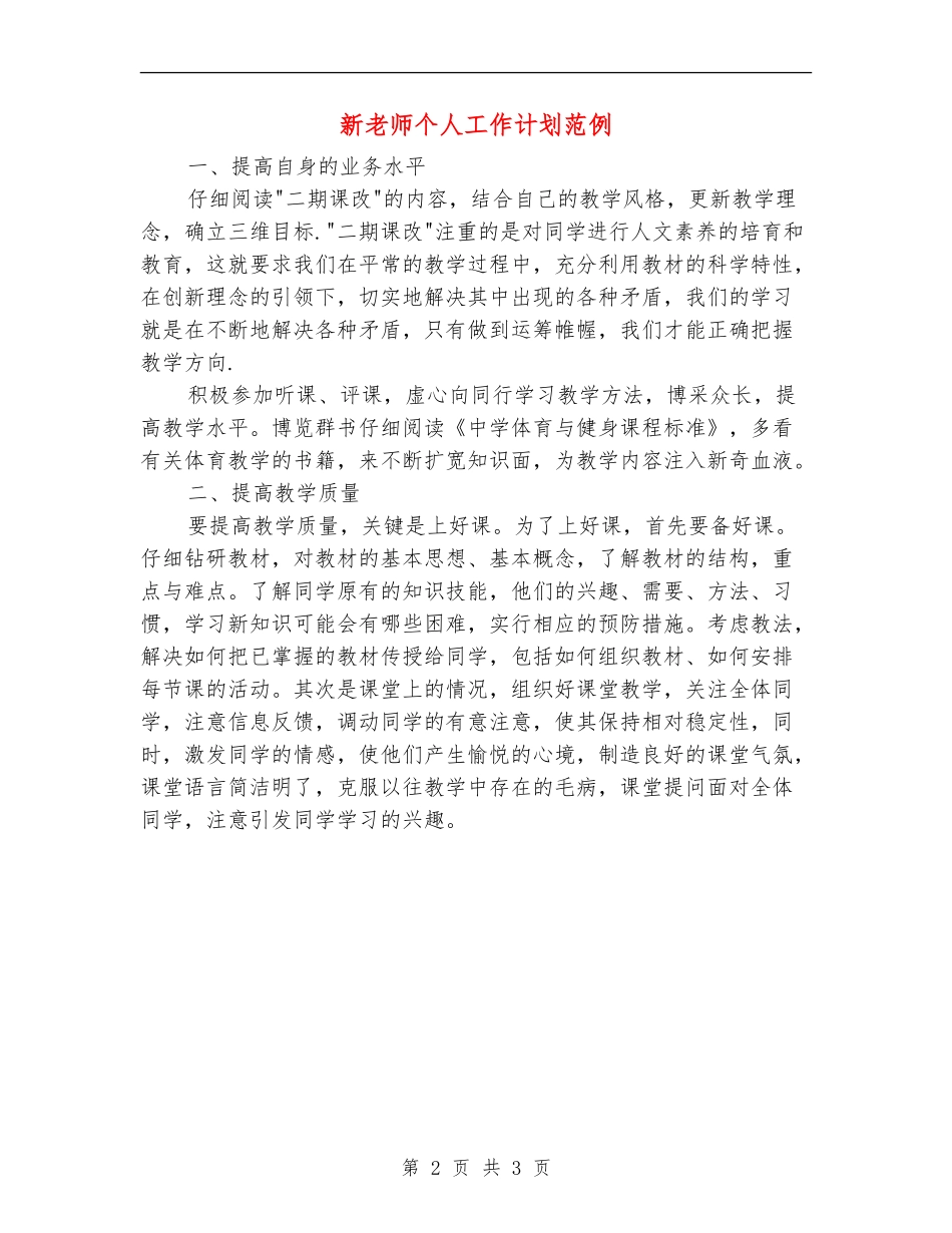 新教师个人工作计划范例_第2页