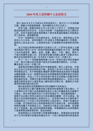 2017年员工试用期个人总结范文