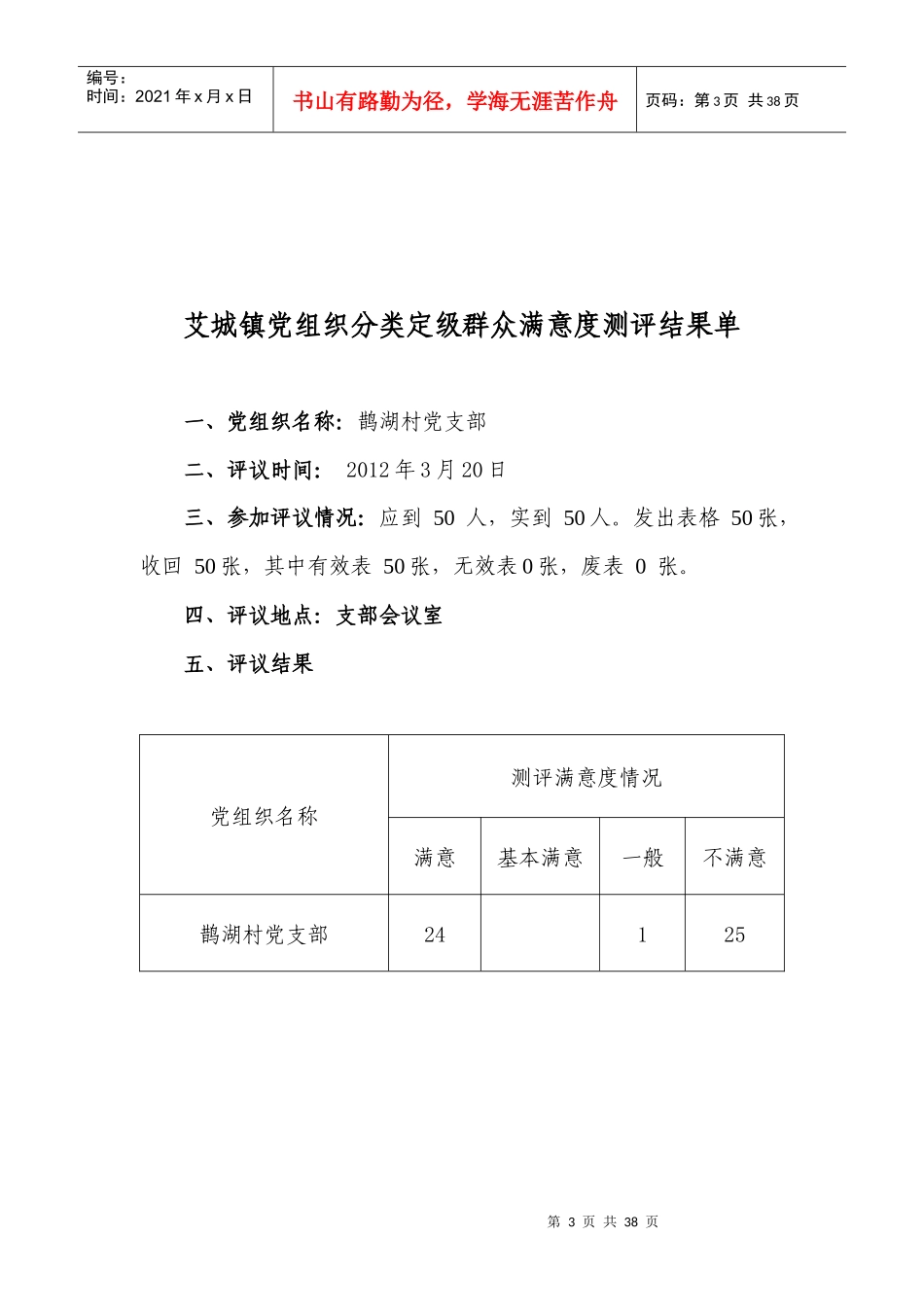 艾城镇党组织分类定级群众满意度测评结果单_第3页