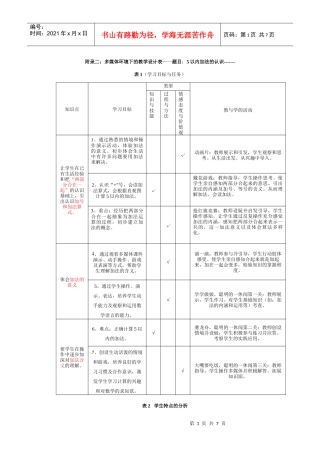 表1(学习目标与任务)